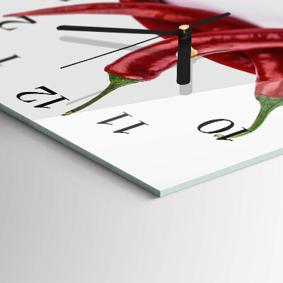 Quadrato orologio in vetro decorativo Peperoncini