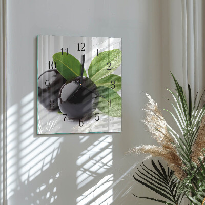 Quadrato orologio in vetro decorativo Olive