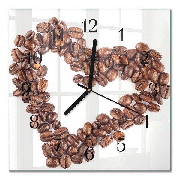 Quadrato orologio in vetro decorativo Chicchi di caffè