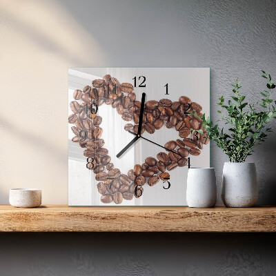 Quadrato orologio in vetro decorativo Chicchi di caffè