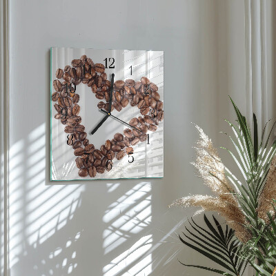 Quadrato orologio in vetro decorativo Chicchi di caffè