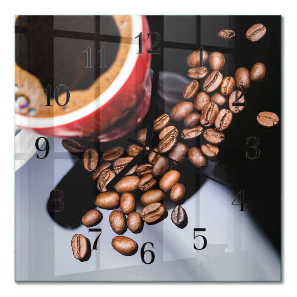 Quadrato orologio in vetro decorativo Una tazza di caffè