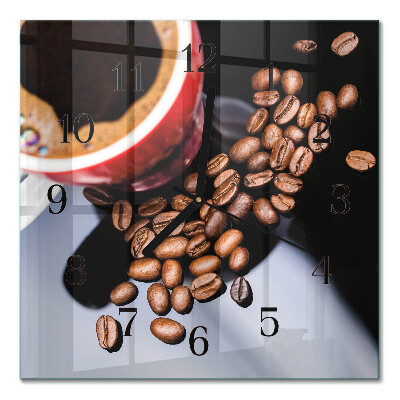 Quadrato orologio in vetro decorativo Una tazza di caffè