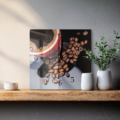 Quadrato orologio in vetro decorativo Una tazza di caffè