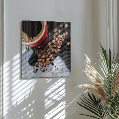 Quadrato orologio in vetro decorativo Una tazza di caffè