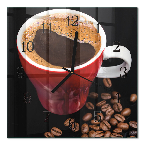 Orologio quadrato in vetro Una tazza di caffè