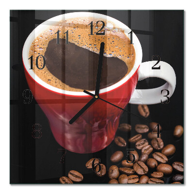 Orologio quadrato in vetro Una tazza di caffè