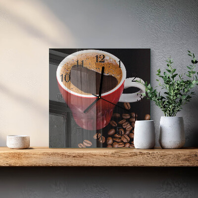 Orologio quadrato in vetro Una tazza di caffè