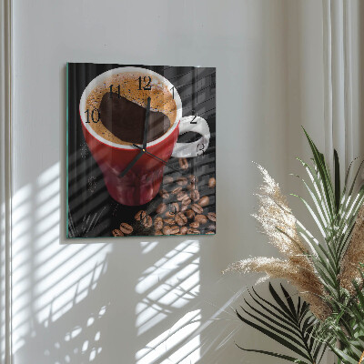 Orologio quadrato in vetro Una tazza di caffè