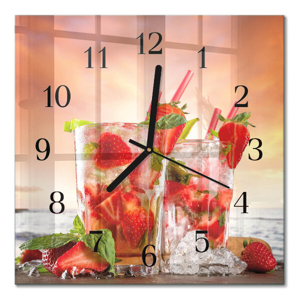 Quadrato orologio da parete Fragole