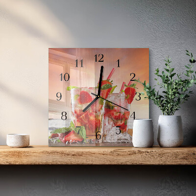 Quadrato orologio da parete Fragole