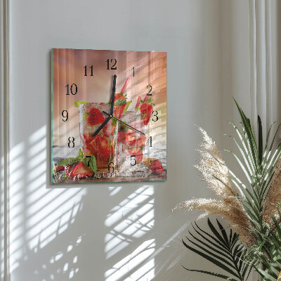 Quadrato orologio da parete Fragole
