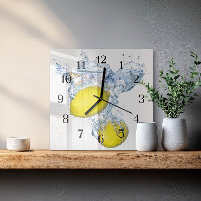 Quadrato orologio da parete Limoni in acqua