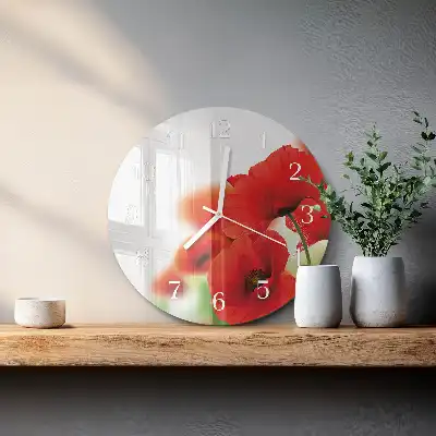 Orologio rotondo in vetro Papaveri