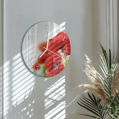 Orologio rotondo in vetro Papaveri