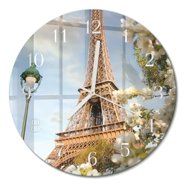 Orologio rotondo in vetro Torre Eiffel Parigi