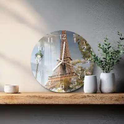 Orologio rotondo in vetro Torre Eiffel Parigi