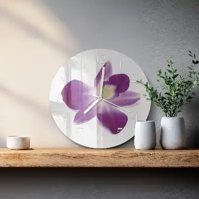 Rotondo orologio da parete Fiore di orchidea