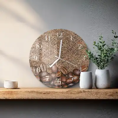 Rotondo orologio in vetro decorativo Chicchi di caffè
