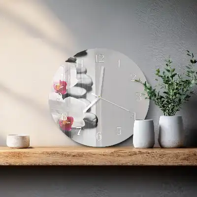 Rotondo orologio da parete Pietre e orchidee