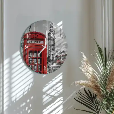 Orologio rotondo in vetro Cabina telefonica rossa