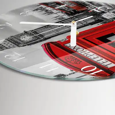 Orologio rotondo in vetro Cabina telefonica rossa