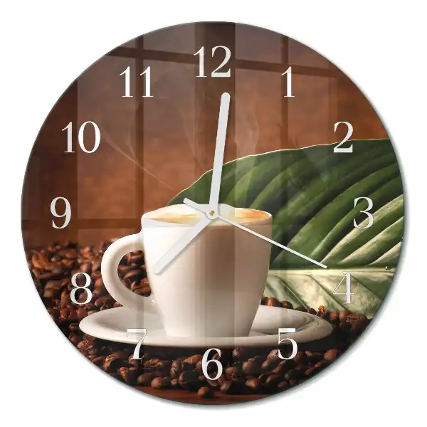 Orologio rotondo in vetro Una tazza di caffè