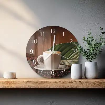 Orologio rotondo in vetro Una tazza di caffè