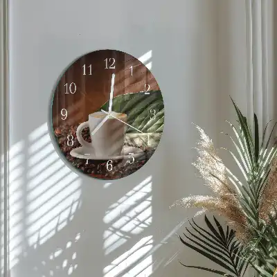 Orologio rotondo in vetro Una tazza di caffè