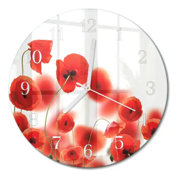 Rotondo orologio da parete Papaveri