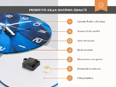 Rotondo orologio in vetro decorativo Linee astratte