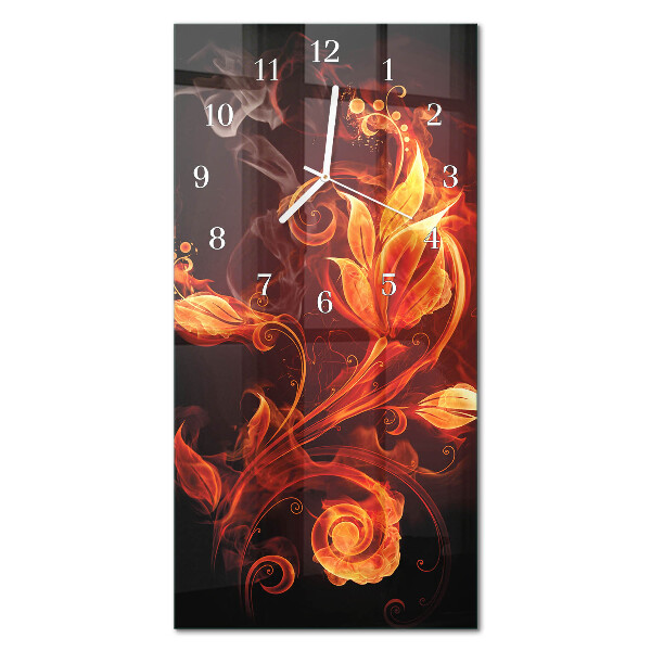 Verticale orologio in vetro Fiori astratti