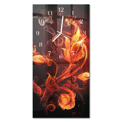 Verticale orologio in vetro Fiori astratti