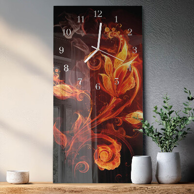 Verticale orologio in vetro Fiori astratti