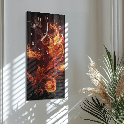 Verticale orologio in vetro Fiori astratti