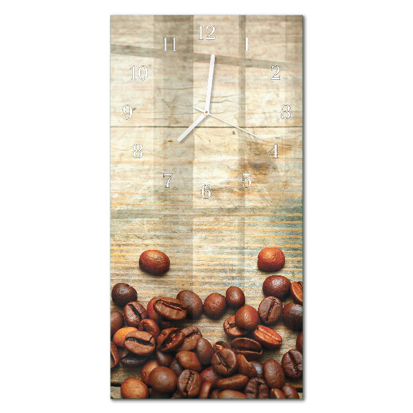 Verticale orologio in vetro Legno con chicchi di caffè