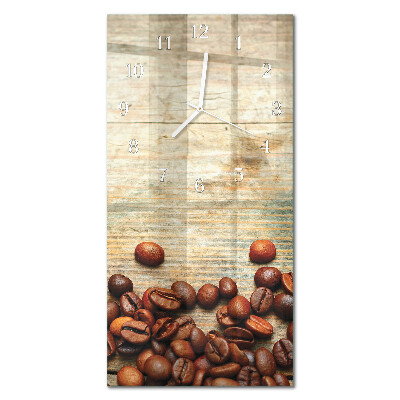 Verticale orologio in vetro Legno con chicchi di caffè