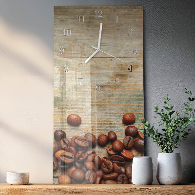 Verticale orologio in vetro Legno con chicchi di caffè