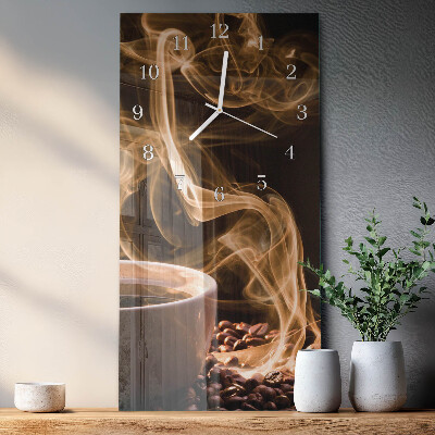 Verticale orologio in vetro Una tazza di caffè