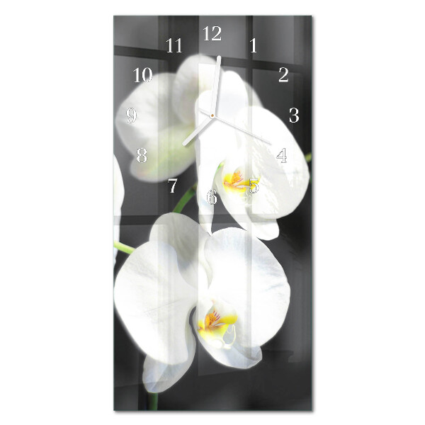 Verticale orologio in vetro Orchidea