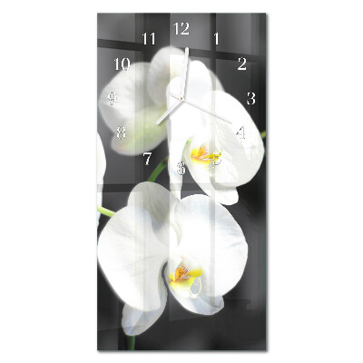 Verticale orologio in vetro Orchidea