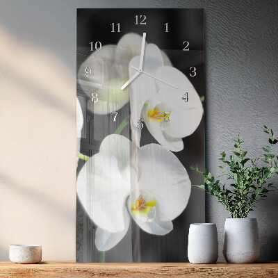 Verticale orologio in vetro Orchidea