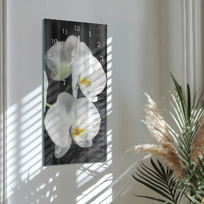 Verticale orologio in vetro Orchidea
