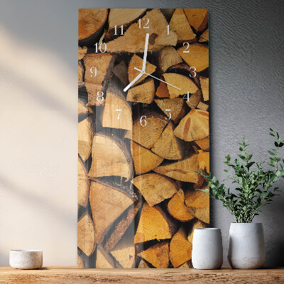 Verticale orologio in vetro Legna