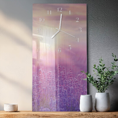 Verticale orologio in vetro Lavanda