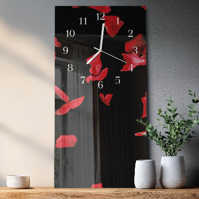 Orologio con stampa verticale Petali di rosa