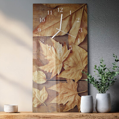 Verticale orologio in vetro Foglie