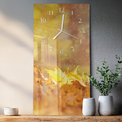 Verticale orologio in vetro Foglie