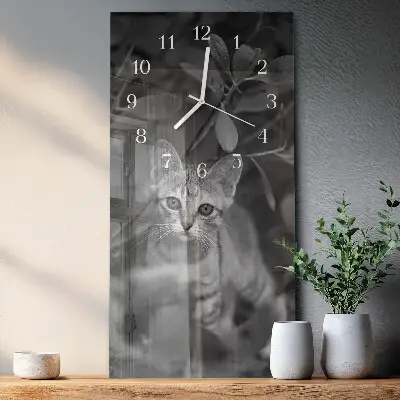 Verticale orologio in vetro Gatto
