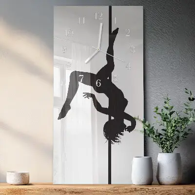Verticale orologio in vetro Ballerina di pole dance